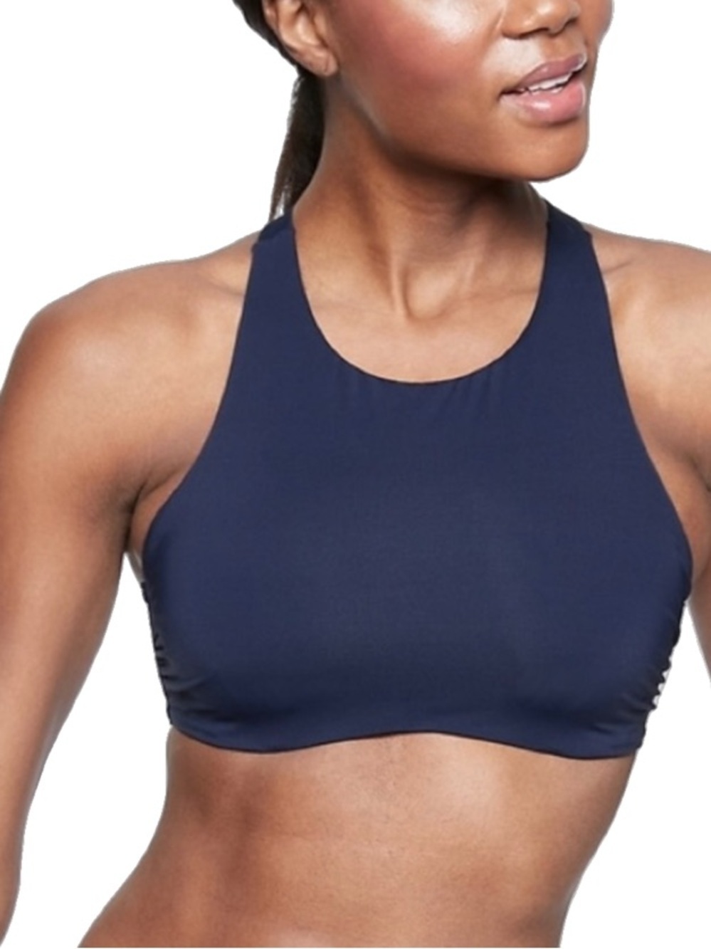 Athleta Navy Maldives High-Neck Tankini Bikini Performance Bra Top size 32B/C